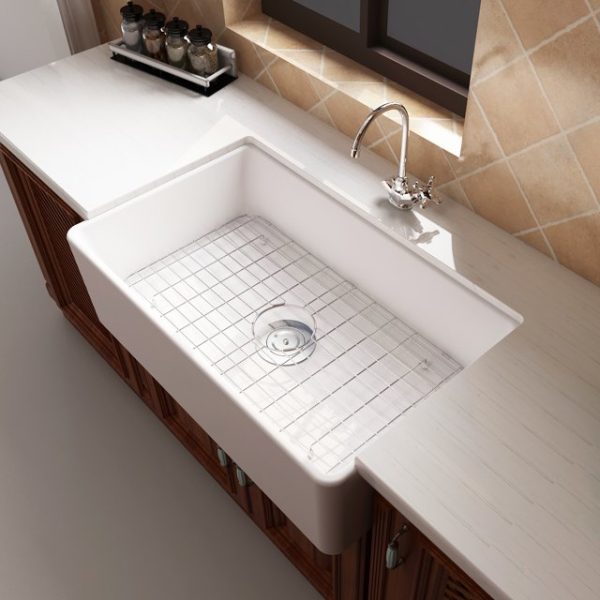 33x20 inch Cearmic Undermount Farmhouse Kitchen Sinks Single Bowl ，Glossy Finish - Image 3