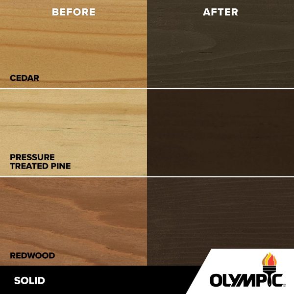Olympic 1 Gallon Oxford Brown Exterior Solid Wood Protector Stain + Sealant - Image 4