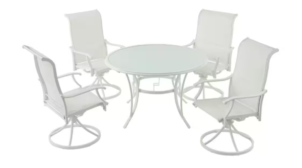 Hampton Bay Riverbrook Shell White 5-Piece Outdoor Patio Set - Table ONLY - Image 2