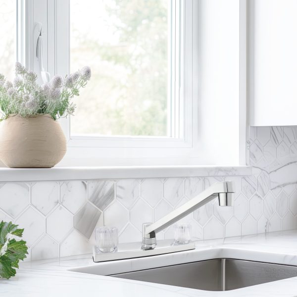 Mainstays Nonmetal Double Acrylic Handle Kitchen Faucet - Image 2