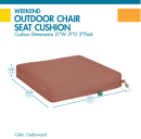 21 W x 21 D x 3 Thick Square Outdoor Dining Seat Cushion in Cedarwood
