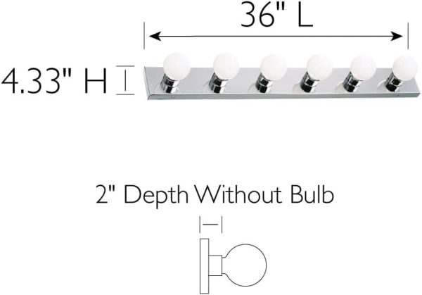6 Strip Light Contemporary Dimmable, Polished Chrome - Image 2