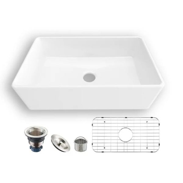 33x20 inch Cearmic Undermount Farmhouse Kitchen Sinks Single Bowl ，Glossy Finish