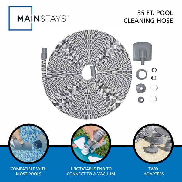 Mainstays 35 ft. Pool Cleaning Hose with Adaptors - Image 3