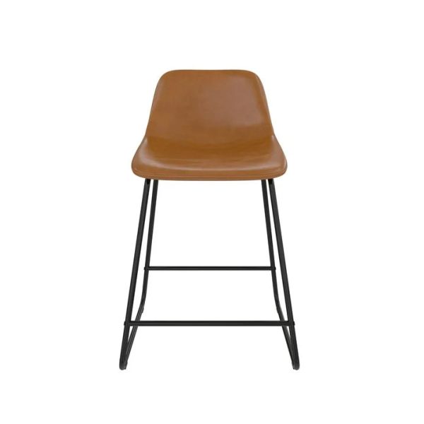 Better Homes & Gardens Farley Scoop Counter Height Stool, Camel Faux Leather - Image 4