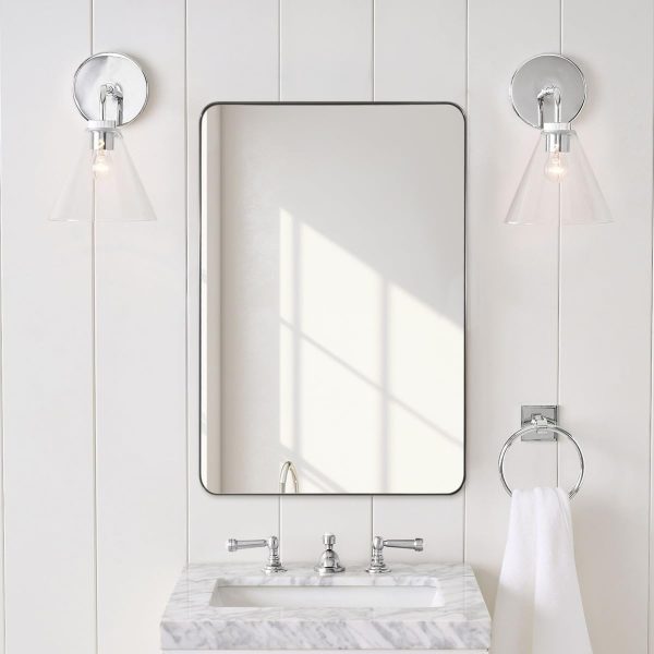 Brushed Nickel Mirror for Wall, 20”x28”