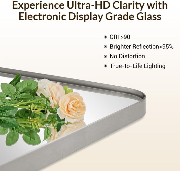 Brushed Nickel Mirror for Wall, 20”x28” - Image 3
