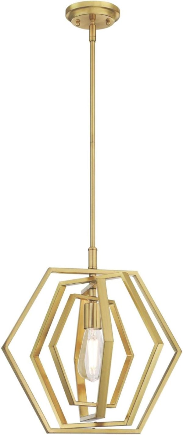 Champagne Finish Holly One-Light Indoor Pendant, 15-Inch