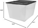 Storex 16 Gallon (60L) Storage Tote with Folding Lid, Frost/Black