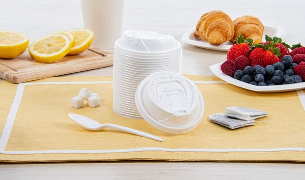 Dart Optima White Reclosable Foam Cups Lids, 16 oz., 1000/Carton - Image 3