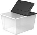Storex 16 Gallon (60L) Storage Tote with Folding Lid, Frost/Black