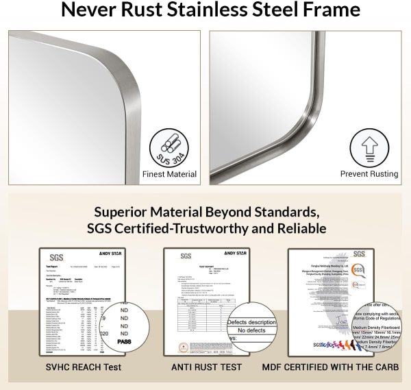 Brushed Nickel Mirror for Wall, 20”x28” - Image 4