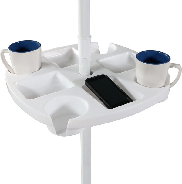 Outdoor Beach Umbrella Table - 4 Drink Holders and Tray Slots - Image 4