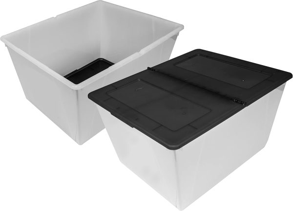 Storex 16 Gallon (60L) Storage Tote with Folding Lid, Frost/Black - Image 3