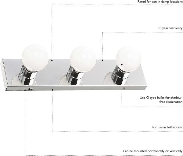 6 Strip Light Contemporary Dimmable, Polished Chrome - Image 3