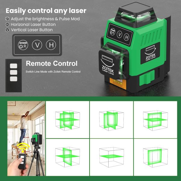 Laser Level 360 Self Leveling, Laser Levels 3 * 360 12 Lines Lazer for Construction - Image 3