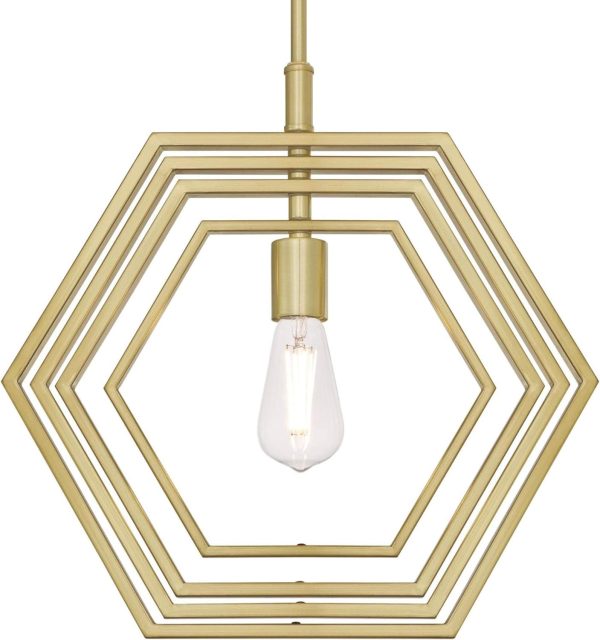 Champagne Finish Holly One-Light Indoor Pendant, 15-Inch - Image 3