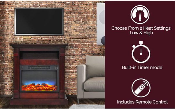 Cambridge Electric Fireplace Insert for Mantel with Realistic Multi-Color LED Flames - Image 2