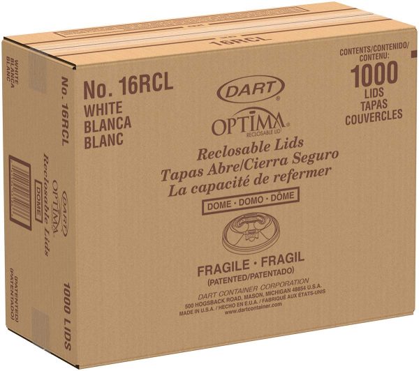 Dart Optima White Reclosable Foam Cups Lids, 16 oz., 1000/Carton - Image 4
