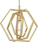 Champagne Finish Holly One-Light Indoor Pendant, 15-Inch