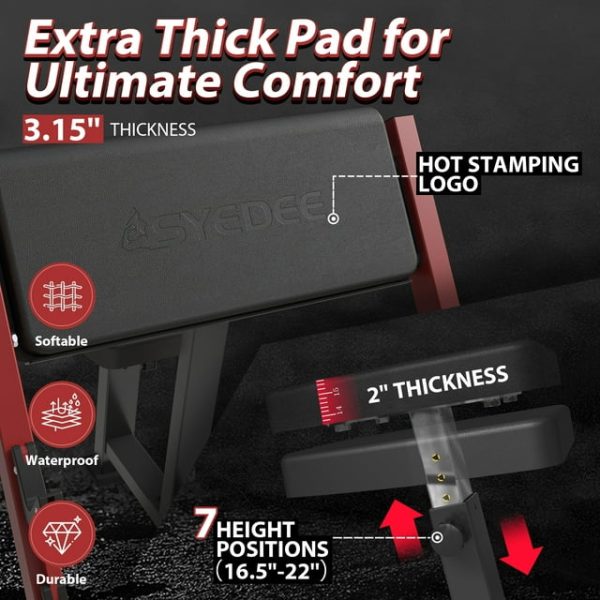 Syedee Preacher Curl Bench, Red - Image 2