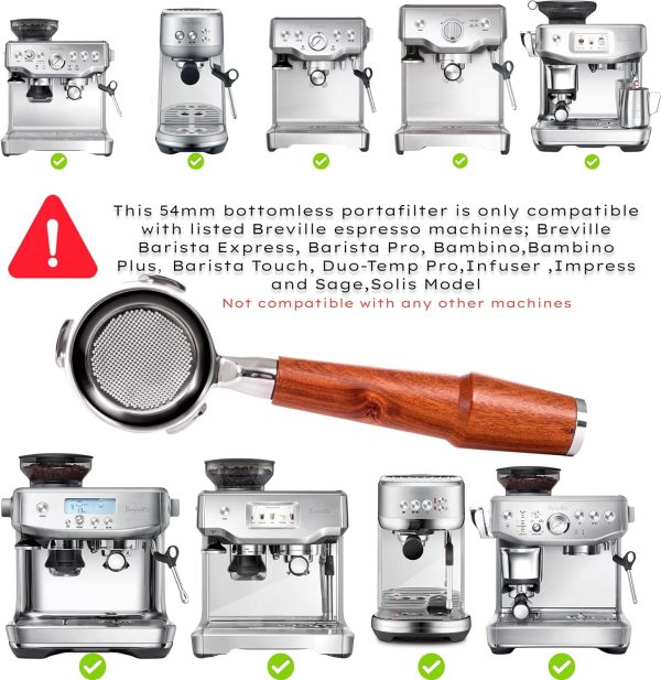 54mm Bottomless Portafilter, Rosewood Handle - Image 2