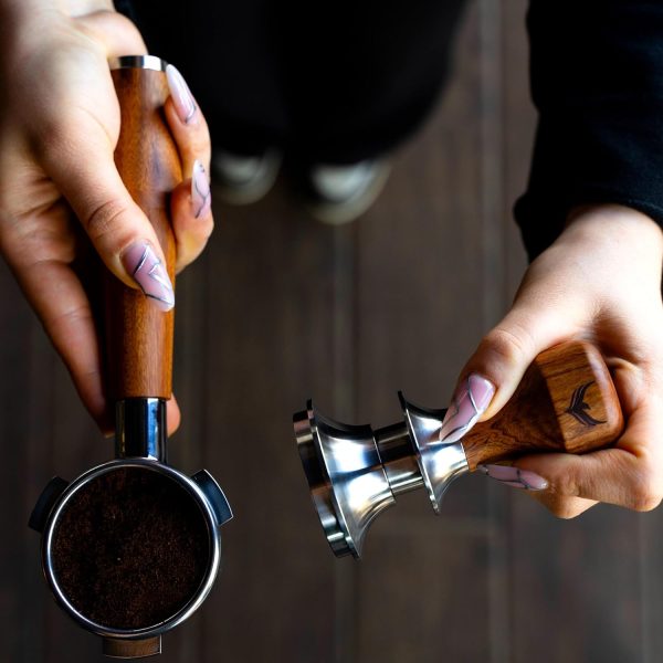 54mm Bottomless Portafilter, Rosewood Handle - Image 4