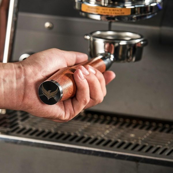 54mm Bottomless Portafilter, Rosewood Handle