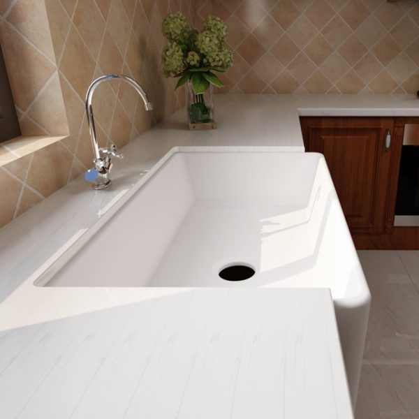 33x20 inch Cearmic Undermount Farmhouse Kitchen Sinks Single Bowl ，Glossy Finish - Image 2