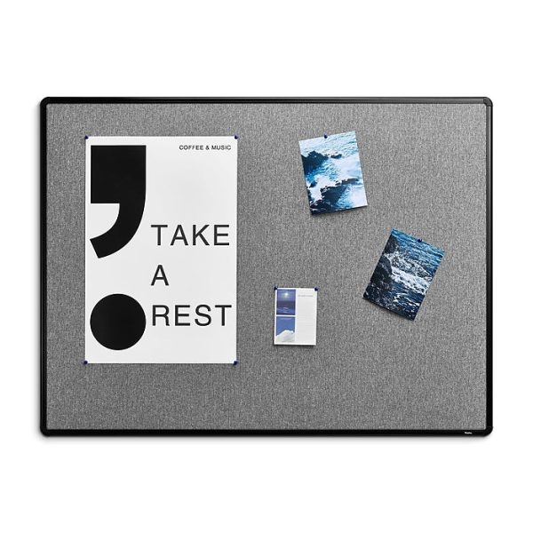 Staples Fabric Bulletin Board, Black Frame, 4' x 3'