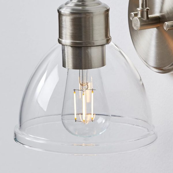 Better Homes & Gardens Glass Sconce Wall Light, Satin Nickel Finish - Image 5