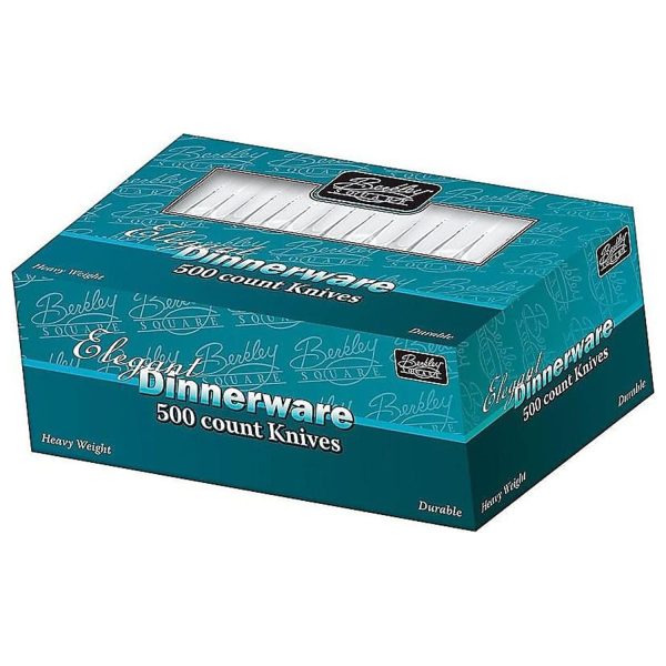 Berkley Square Elegant Dinnerware Plastic Knife Heavy-Weight White 500/Box