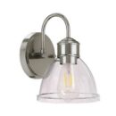 Better Homes & Gardens Glass Sconce Wall Light, Satin Nickel Finish