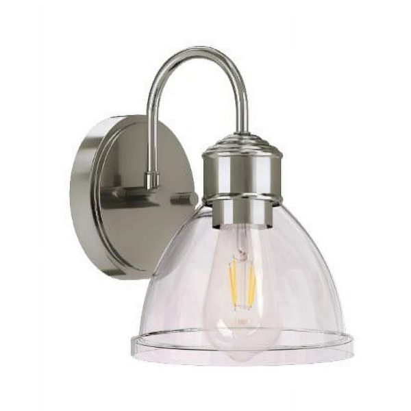 Better Homes & Gardens Glass Sconce Wall Light, Satin Nickel Finish