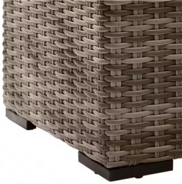 Kingsbrook Aluminum Wicker Outdoor Woven Side Table - Image 2