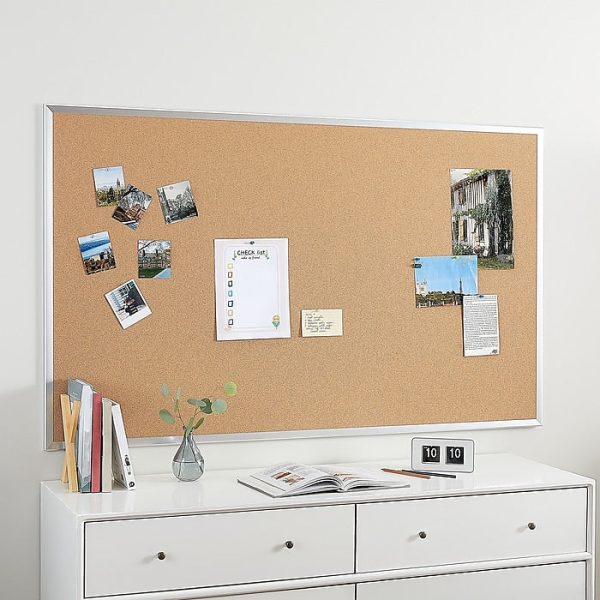 Staples Cork Bulletin Board, Aluminum Frame, 5'W x 3'H - Image 4