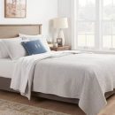 Twin/XL Twin Garment Washed Paisley Stitch Quilt, Light Gray