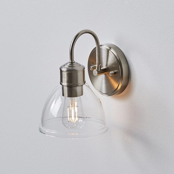 Better Homes & Gardens Glass Sconce Wall Light, Satin Nickel Finish - Image 2