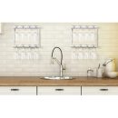 2 Tier Wall Mounted Wood Wine Glass Holder Rack, Set of 2, Gray White