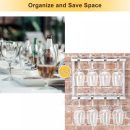 2 Tier Wall Mounted Wood Wine Glass Holder Rack, Set of 2, Gray White