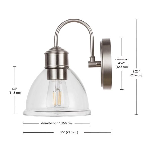 Better Homes & Gardens Glass Sconce Wall Light, Satin Nickel Finish - Image 6